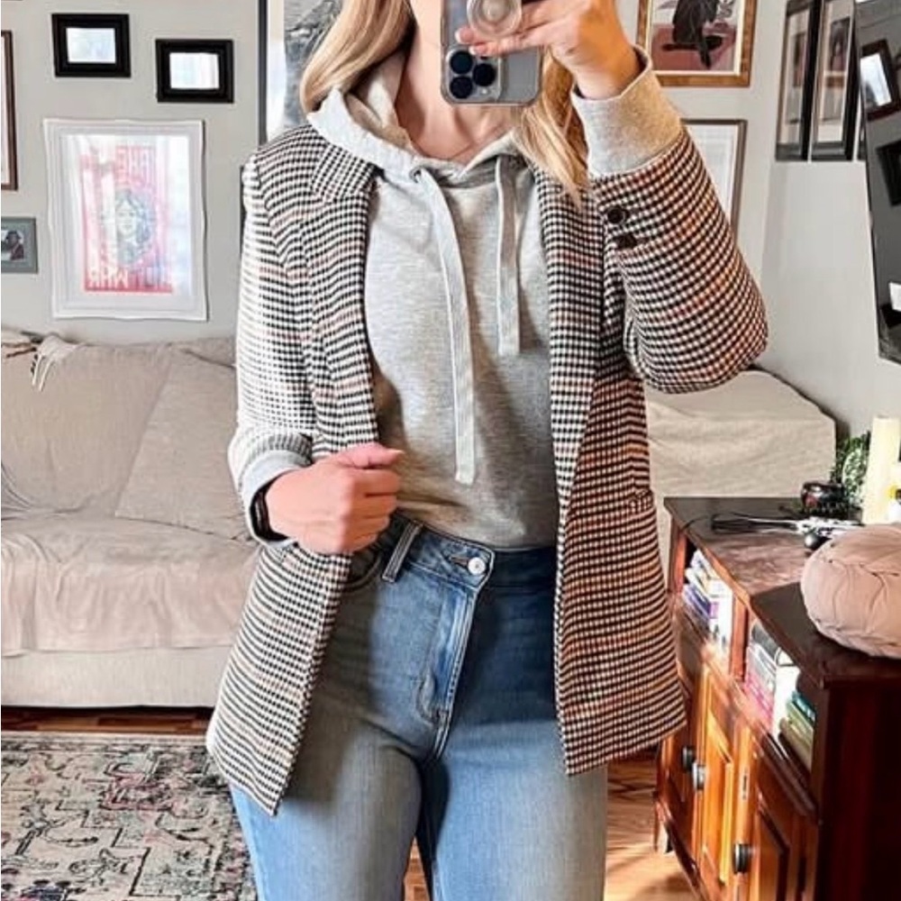 Old Navy Houndstooth Blazer with Brown Lining